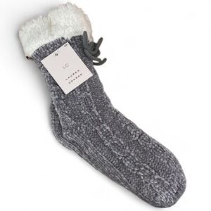 Lauren Conrad Chenille Slipper Socks Size Gray White